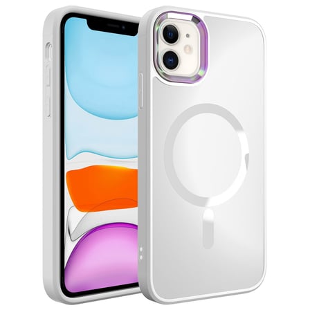 iPhone 11 Uyumlu Magsafe Wireless Şarj Özellikli Zore Stil Kılıf-Beyaz