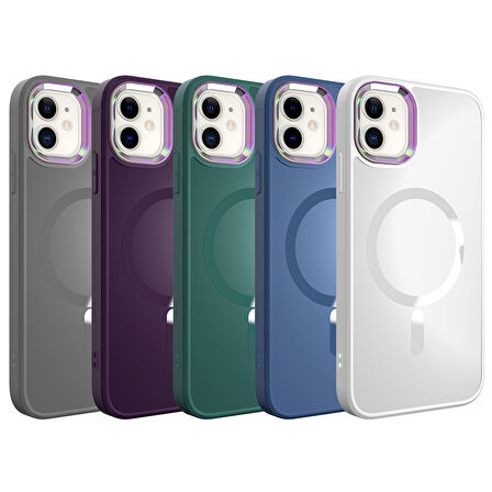 iPhone 11 Uyumlu Magsafe Wireless Şarj Özellikli Zore Stil Kılıf-Sierra Mavi