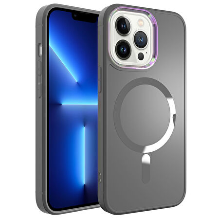 iPhone 13 Pro Uyumlu Magsafe Wireless Şarj Özellikli Zore Stil Kılıf-Siyah