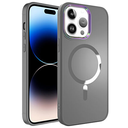 iPhone 14 Pro Uyumlu Magsafe Wireless Şarj Özellikli Zore Stil Kılıf-Siyah