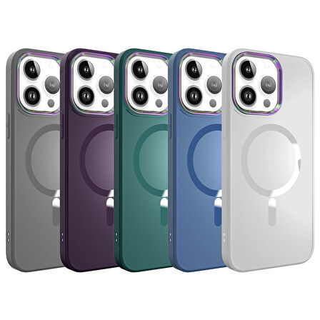 iPhone 14 Pro Uyumlu Magsafe Wireless Şarj Özellikli Zore Stil Kılıf-Sierra Mavi