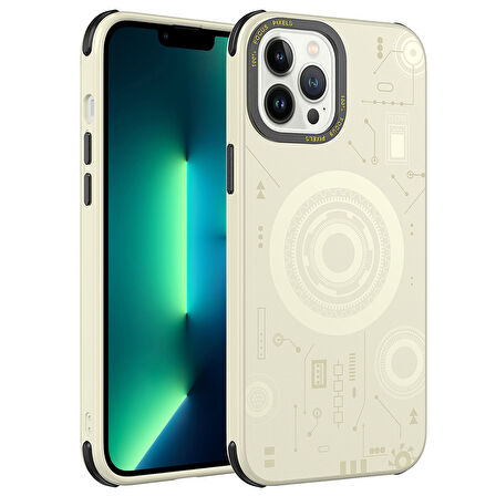 iPhone 12 Pro Max Uyumlu Zore Wireless Şarj Özellikli Desenli Hot Kılıf-Gold