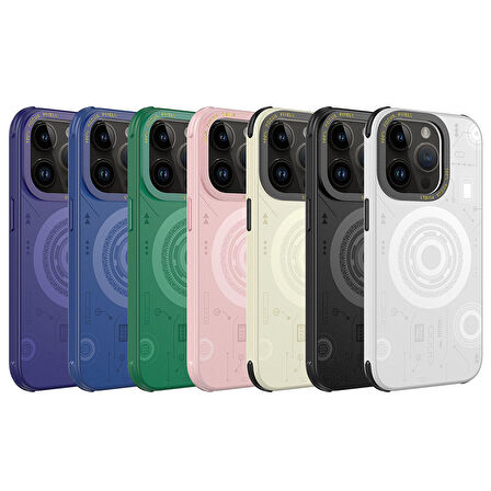 iPhone 14 Pro Uyumlu Zore Wireless Şarj Özellikli Desenli Hot Kapak-Koyu Yeşil