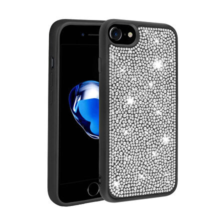iPhone 7 Kılıf Parlak Taşlı Tasarım Zore Ston Kapak -88982