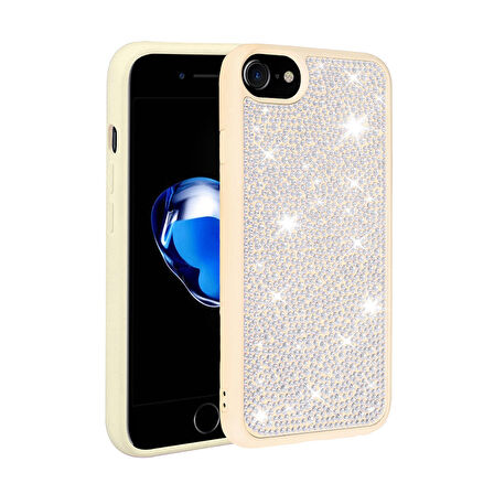 iPhone 7 Kılıf Parlak Taşlı Tasarım Zore Ston Kapak -88983
