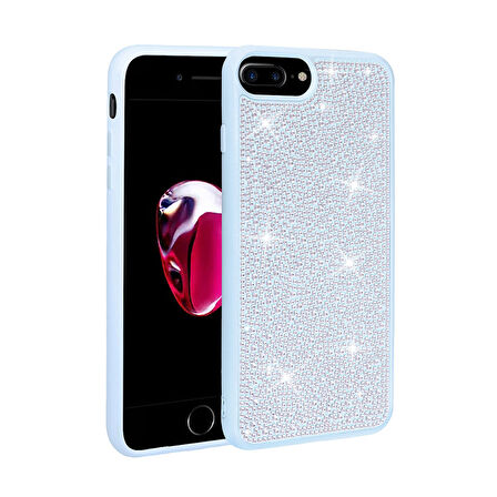 iPhone 7 Plus Kılıf Parlak Taşlı Tasarım Zore Ston Kapak -89007