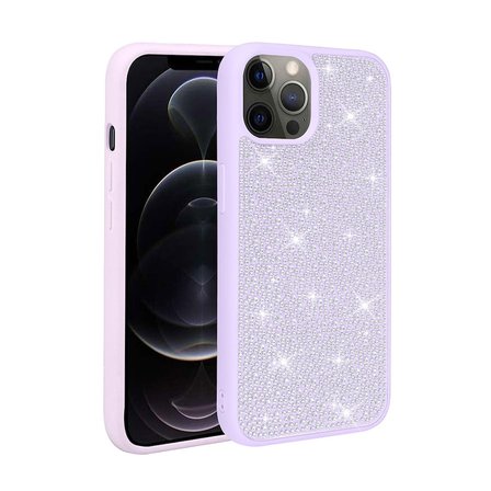 iPhone 13 Pro Max Uyumlu Parlak Taşlı Tasarım NRTK Ston Kılıf-Lila
