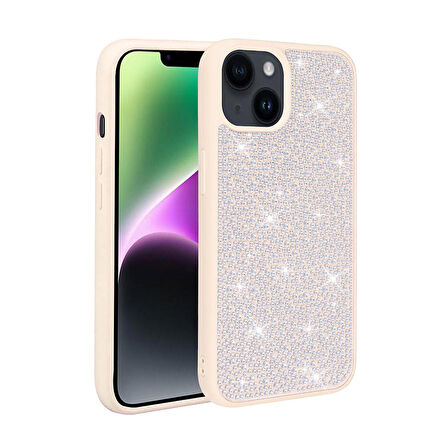Apple iPhone 14 Plus Kablosuz Şarj Destekli Taşlı Parlak Ston Kılıf