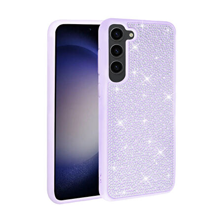 Galaxy S23 Uyumlu Parlak Taşlı Tasarım Zore Ston Kılıf-Lila