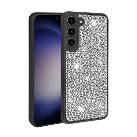 Galaxy S23 Plus Uyumlu Parlak Taşlı Tasarım Zore Ston Kapak-Siyah
