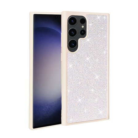 Galaxy S23 Ultra Uyumlu Parlak Taşlı Tasarım Zore Ston Kılıf-Beyaz