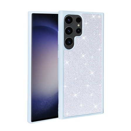 Galaxy S23 Ultra Uyumlu Parlak Taşlı Tasarım NRTK Ston Kılıf-Mavi Açık