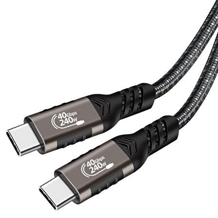 Siyah QG01 Type-C to Type-C USB4 PD Data Kablosu 240W 40Gbps 8K@60Hz 0.2 Metre-Zore