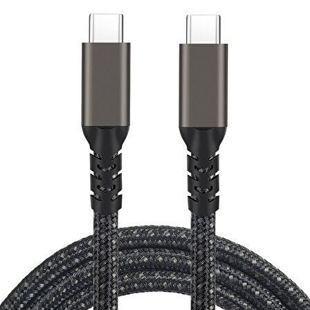 Siyah 2.Jenerasyon Type-C to Type-C USB3.2 PD Data Kablosu 100W 20Gbps 4K@60Hz 0.2 Metre-Zore
