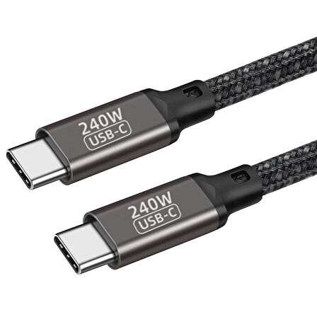 Siyah QG02 Type-C to Type-C PD3.1 Data Kablosu 240W 480Mbps 0.5 Metre-Zore