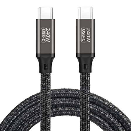 Siyah QG02 Type-C to Type-C PD3.1 Data Kablosu 240W 480Mbps 0.5 Metre-Zore