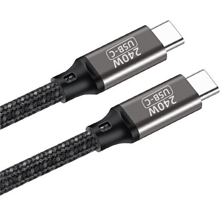 Siyah QG02 Type-C to Type-C PD3.1 Data Kablosu 240W 480Mbps 0.5 Metre-Zore
