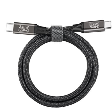 Siyah QG02 Type-C to Type-C PD3.1 Data Kablosu 240W 480Mbps 1 Metre-Zore