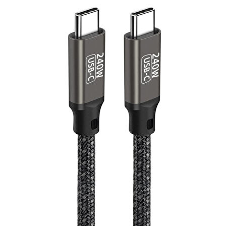 Siyah QG02 Type-C to Type-C PD3.1 Data Kablosu 240W 480Mbps 1.5 Metre-Zore