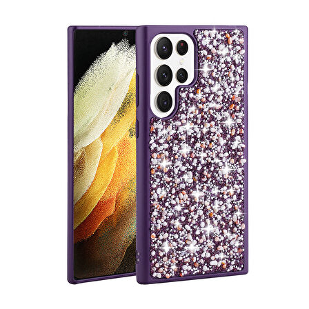 Samsung Galaxy S23 Ultra Kılıf Parlak Taşlı Tasarım Linea Kapak