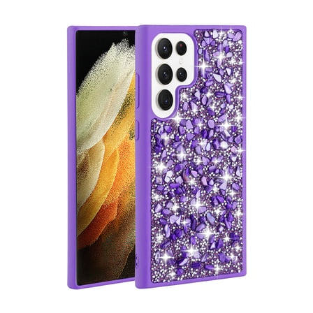 Galaxy S23 Ultra Uyumlu Parlak Taşlı Tasarım Zore Linea Kılıf-Mor