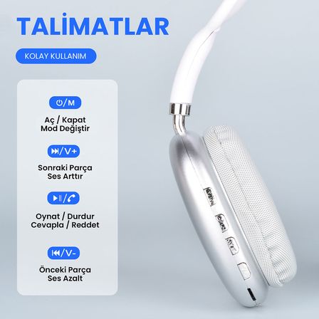 ​NRTK P9 Hi-Fi Ses Kalitesi Ayarlanabilir ve Katlanabilir Kulak Üstü Bluetooth Kulaklık-Siyah