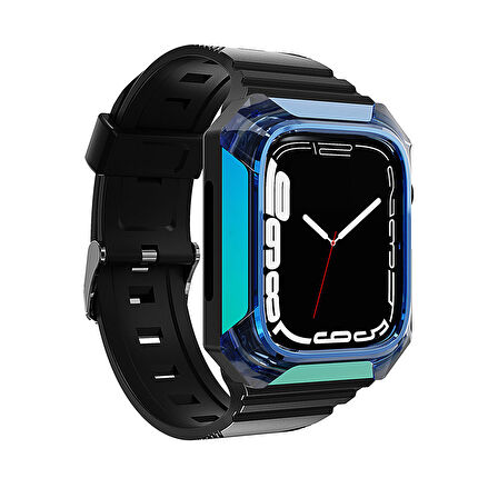 Watch 7 41mm Uyumlu KRD-88 Sert PC Kasa Koruyuculu Uyumlu Zore Kordon-Mavi