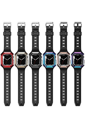 Apple Watch 38mm Uyumlu Krd-88 Sert Pc Kasa Koruyuculu Uyumlu Kordon Mor