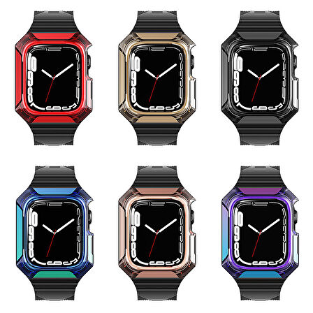 Watch 38mm Uyumlu KRD-88 Sert PC Kasa Koruyuculu Uyumlu Zore Kordon-Kırmızı