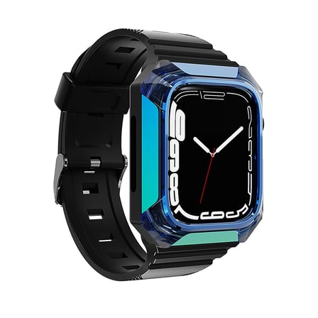 Watch 44mm Uyumlu KRD-88 Sert PC Kasa Koruyuculu Uyumlu Zore Kordon-Mavi