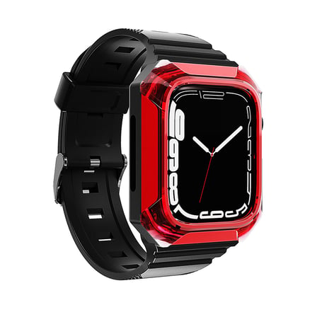 Watch 44mm Uyumlu KRD-88 Sert PC Kasa Koruyuculu Uyumlu Zore Kordon-Kırmızı