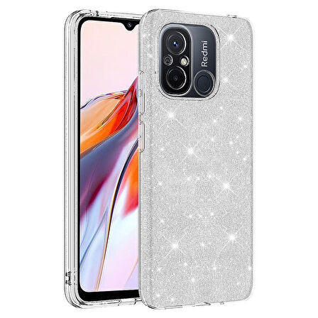 Xiaomi Redmi 12C Kılıf Zore Shining Silikon-Gümüş