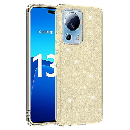 Xiaomi Mi 13 Lite Kılıf Zore Shining Silikon-Gold