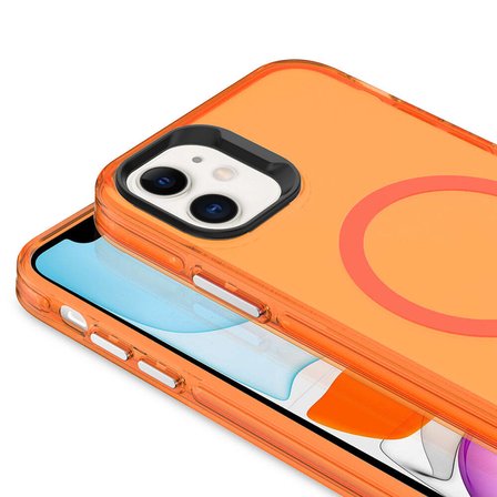 iPhone 11 Uyumlu NRTK Magsafe Şarj Özellikli Buzlu Transparan C-Pro Sert Kılıf-Yeşil