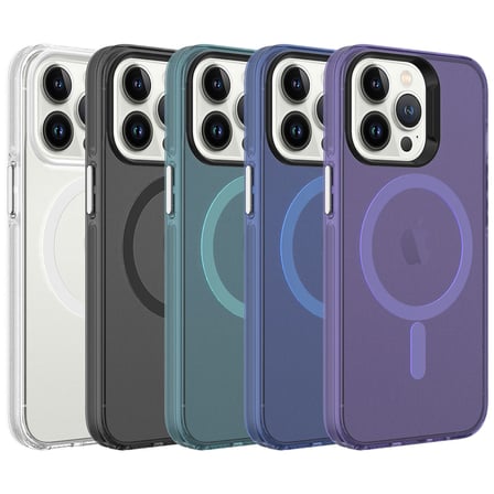 iPhone 13 Pro Uyumlu NRTK Magsafe Şarj Özellikli Buzlu Transparan C-Pro Sert Kılıf-Derin Mor