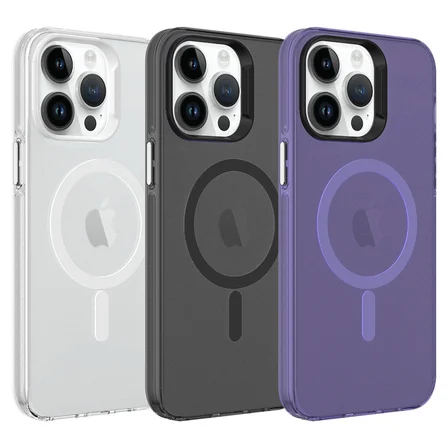iPhone 14 Pro Max Uyumlu Zore Magsafe Şarj Özellikli Buzlu Transparan C-Pro Sert Kılıf-Renksiz