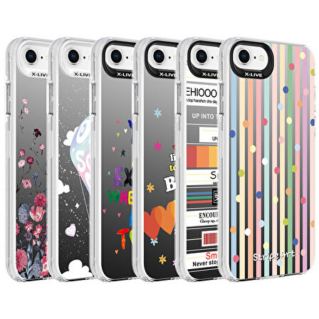 iPhone SE 2022 Uyumlu Desenli Zore Silver Sert Kapak-Çiçek