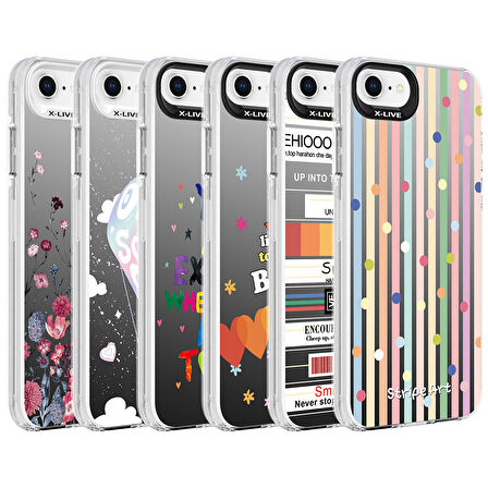 Apple iPhone 7 Kılıf Desenli Zore Silver Sert Kapak-Çiçek