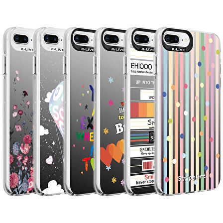 iPhone 7 Plus Uyumlu Desenli Zore Silver Sert Kapak-Çiçek