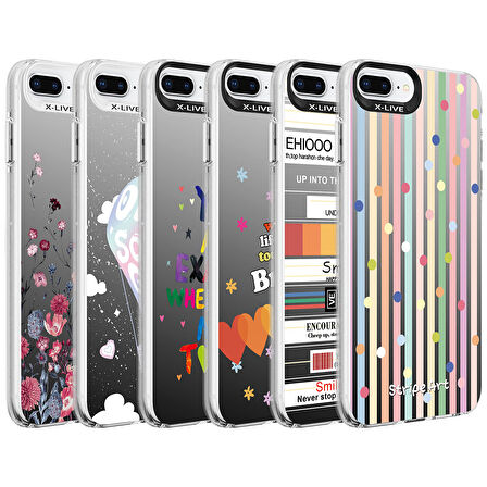 Apple iPhone 7 Plus Kılıf Desenli Zore Silver Sert Kapak-Çiçek