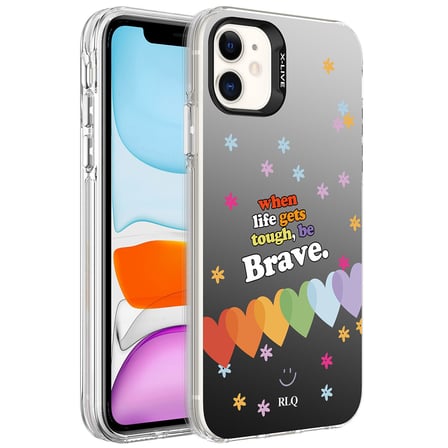 iPhone 12 Uyumlu Desenli NVTH Silver Sert Kılıf-Kalp
