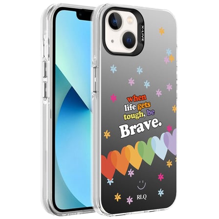 iPhone 14 Uyumlu Desenli NVTH Silver Sert Kılıf-Kalp
