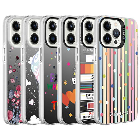 iPhone 13 Pro Max Uyumlu Desenli Zore Silver Sert Kapak-Çiçek