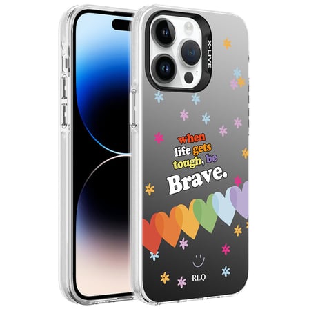 iPhone 14 Pro Uyumlu Desenli NVTH Silver Sert Kılıf-Kalp
