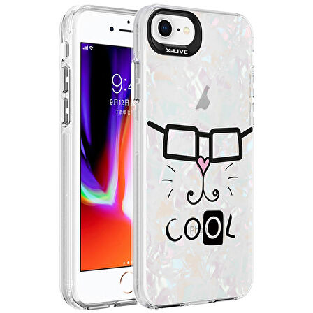 iPhone SE 2020 Uyumlu Mermer Desenli Zore Marbello Kapak-Beyaz