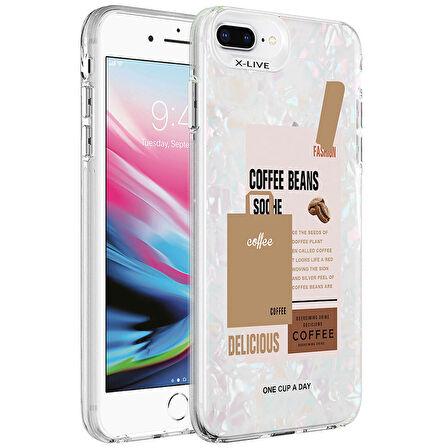 iPhone 7 Plus Uyumlu Mermer Desenli Zore Marbello Kapak-Kahverengi