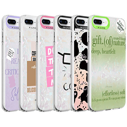 Apple iPhone 8 Plus Kılıf Mermer Desenli Zore Marbello Kapak-Mor