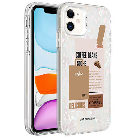 iPhone 12 Uyumlu Mermer Desenli Zore Marbello Kılıf-Kahverengi
