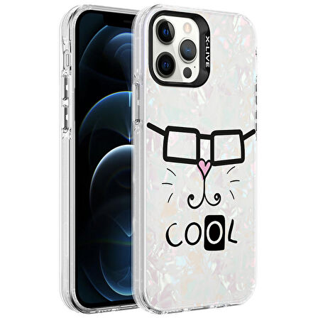 iPhone 12 Pro Uyumlu Mermer Desenli Zore Marbello Kapak-Beyaz