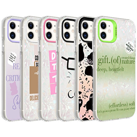 iPhone 12 Uyumlu Mermer Desenli Zore Marbello Kılıf-Siyah-Beyaz